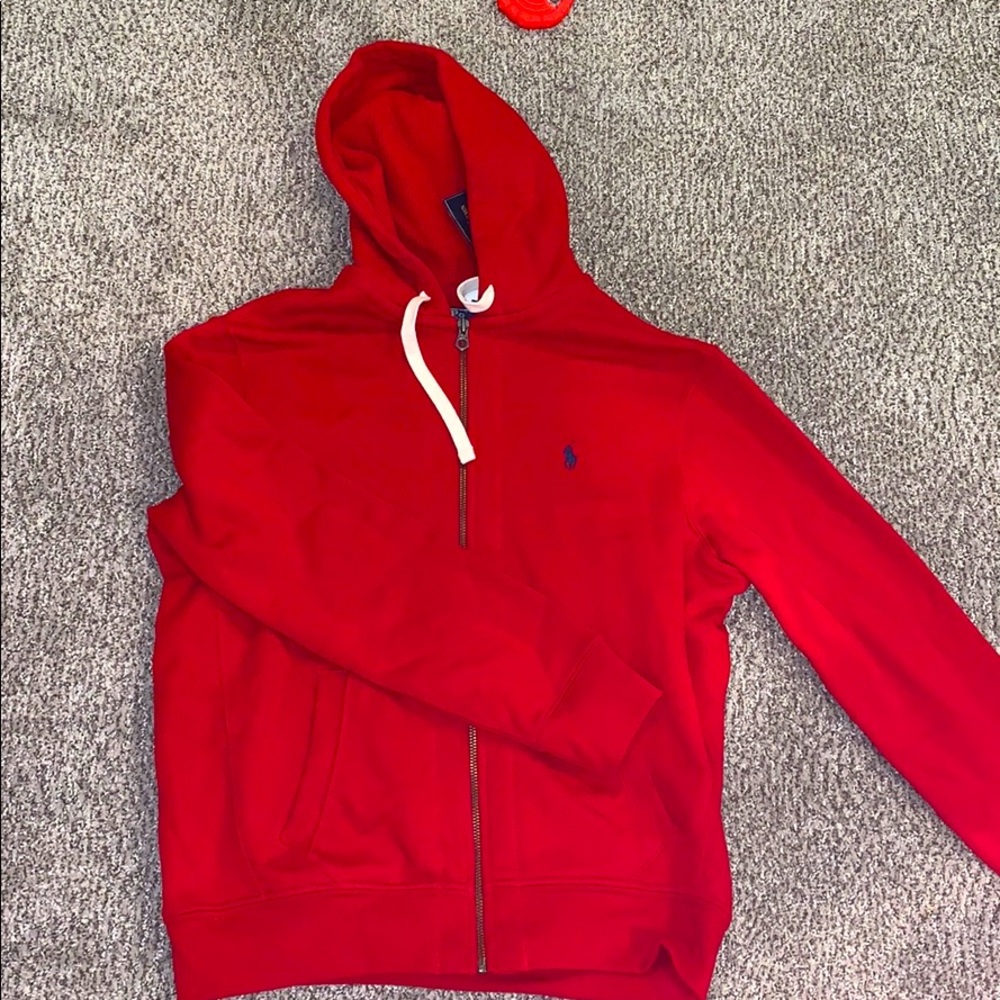 NWT MENS RED POLO ZIP UP JACKET LARGE